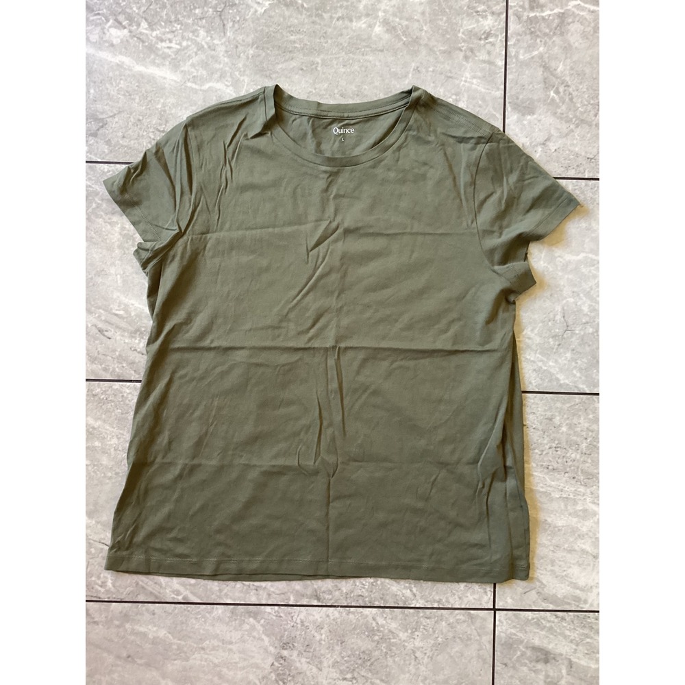 Quince NWOT Cotton Modal Crew Neck Swing Tee Dark Olive Green Large